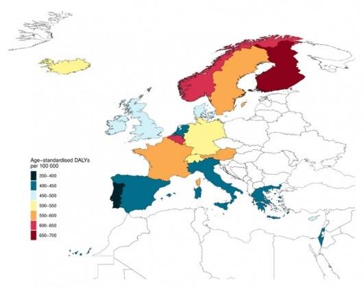Karttakuva läntisen Euroopan maista