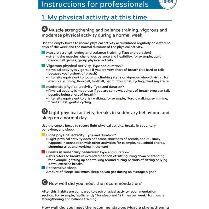 Physical Activity Recommendation Form For 18 64 year olds UKK instituutti