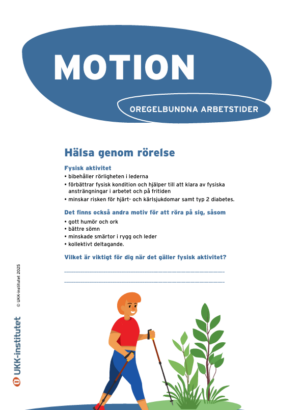 Bild på broschyren Motion och oregelbundna arbetstider.