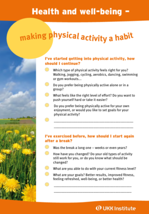 Product picture of the brochure Health and well being - making physical activity as a habit.