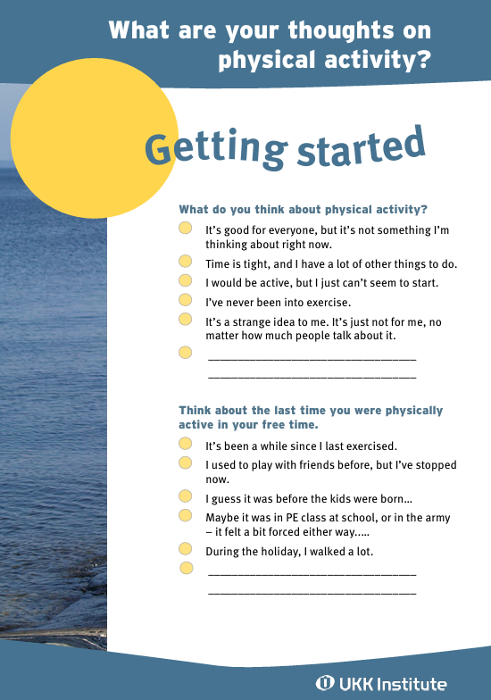 Product picture of the brochure What are your thoughts on physical activity - getting started.